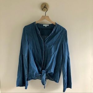 Boutique Bell Sleeve Denim Top